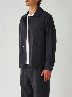 3. Sobrecamisa de hombre Sato en tejido efecto lana Azul marino