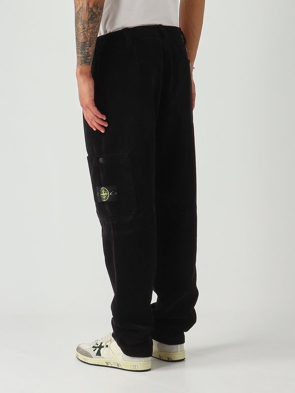 4. Men's trousers in organic cotton velvet Black Stone Island k2s153100039s0212