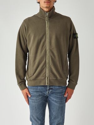 Men's sweatshirt in brushed organic cotton Military Stone Island