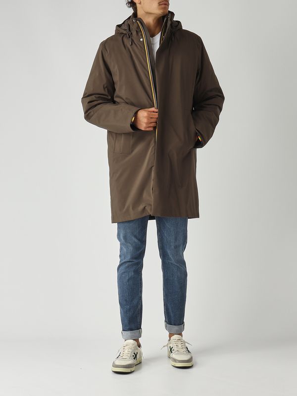 2. Veste homme Thomal Bonded Papped en tissu imperméable Olive Foncé K-Way k7136iw