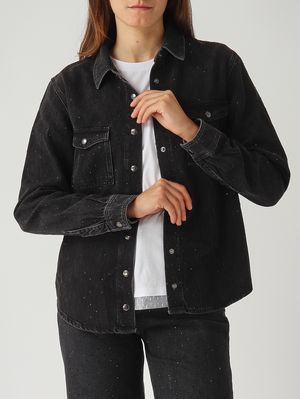 5. Women's cotton overshirt Black Denim