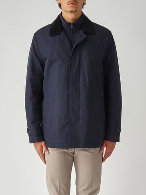 Morning men's jacket in cotton and nylon faille Navy Fay