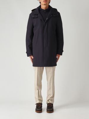 Herren-Regenmantel New Morning Travel aus Stretch-Jersey Marineblau Fay