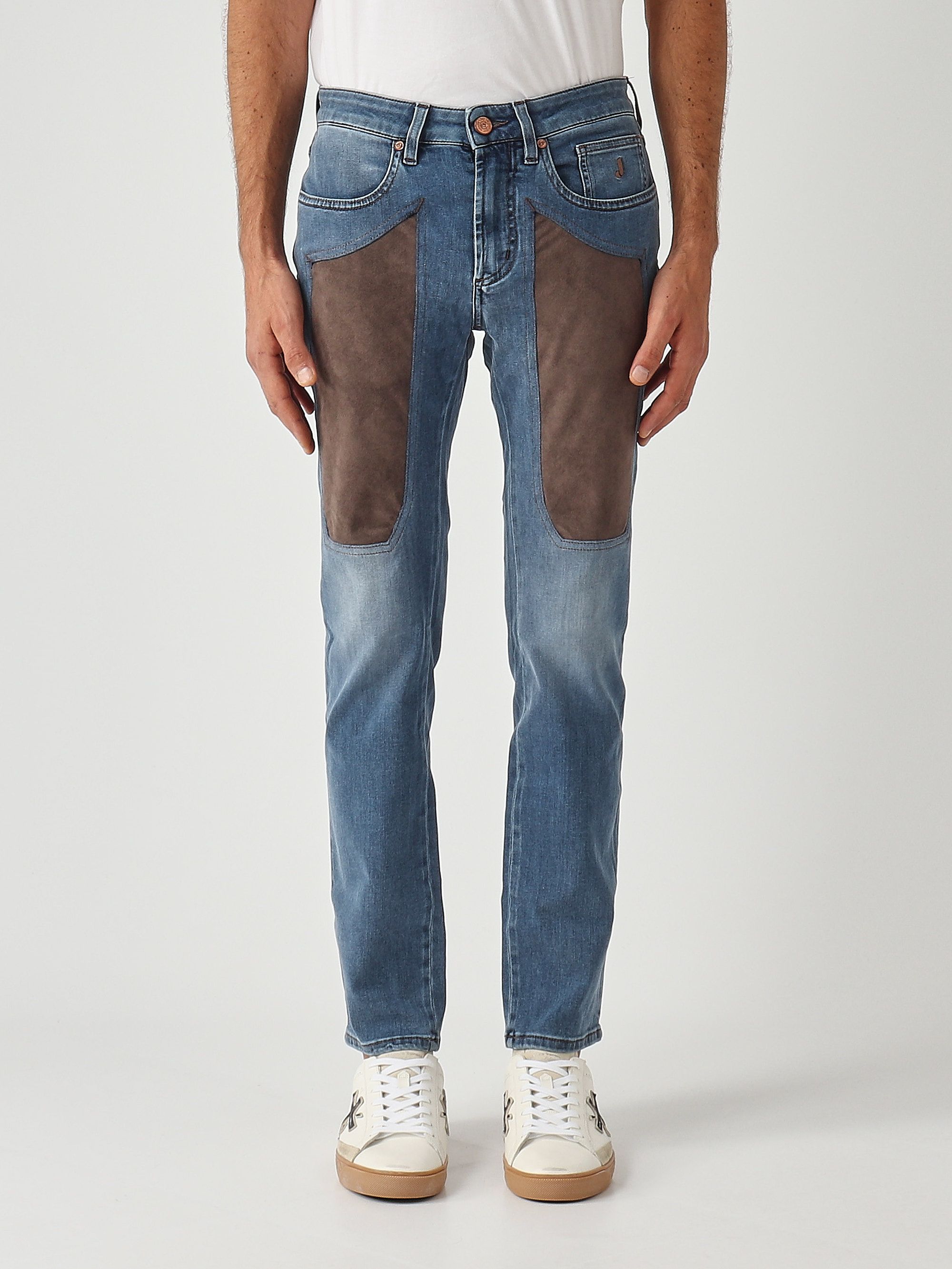 Jean Homme Blanc Extensible, Imprimé Crâne, Jambe Droite (tailles 28-42)