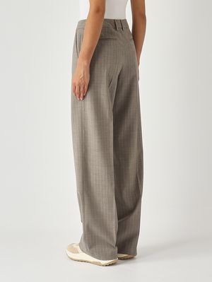 4. Pantalón de mujer Lola en mezcla de lana Topo de raya diplomática