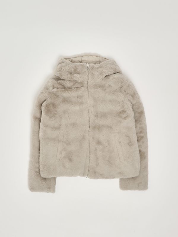 Piumino bambina in nylon e pelliccia sintetica 3483e2yn Beige