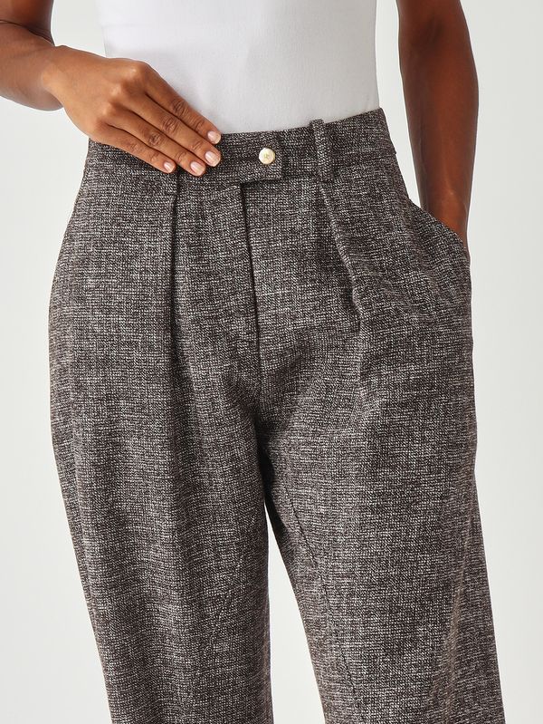 5. Pantalón de mujer Passiflora de mezcla de lana Negro-Marrón Pinko 105735a2sk