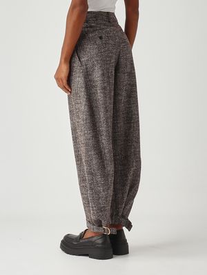 4. Pantalón de mujer Passiflora de mezcla de lana Negro-Marrón