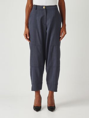 Pantalon femme en laine mélangée Bleu Nuit Pinko