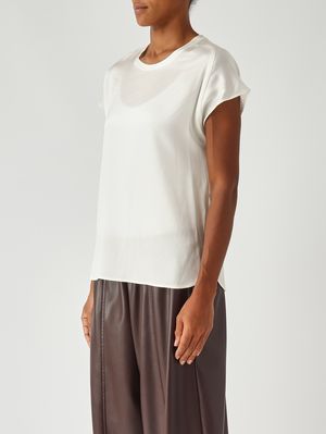 3. Blusa donna Farida in seta stretch Bianco Ottico