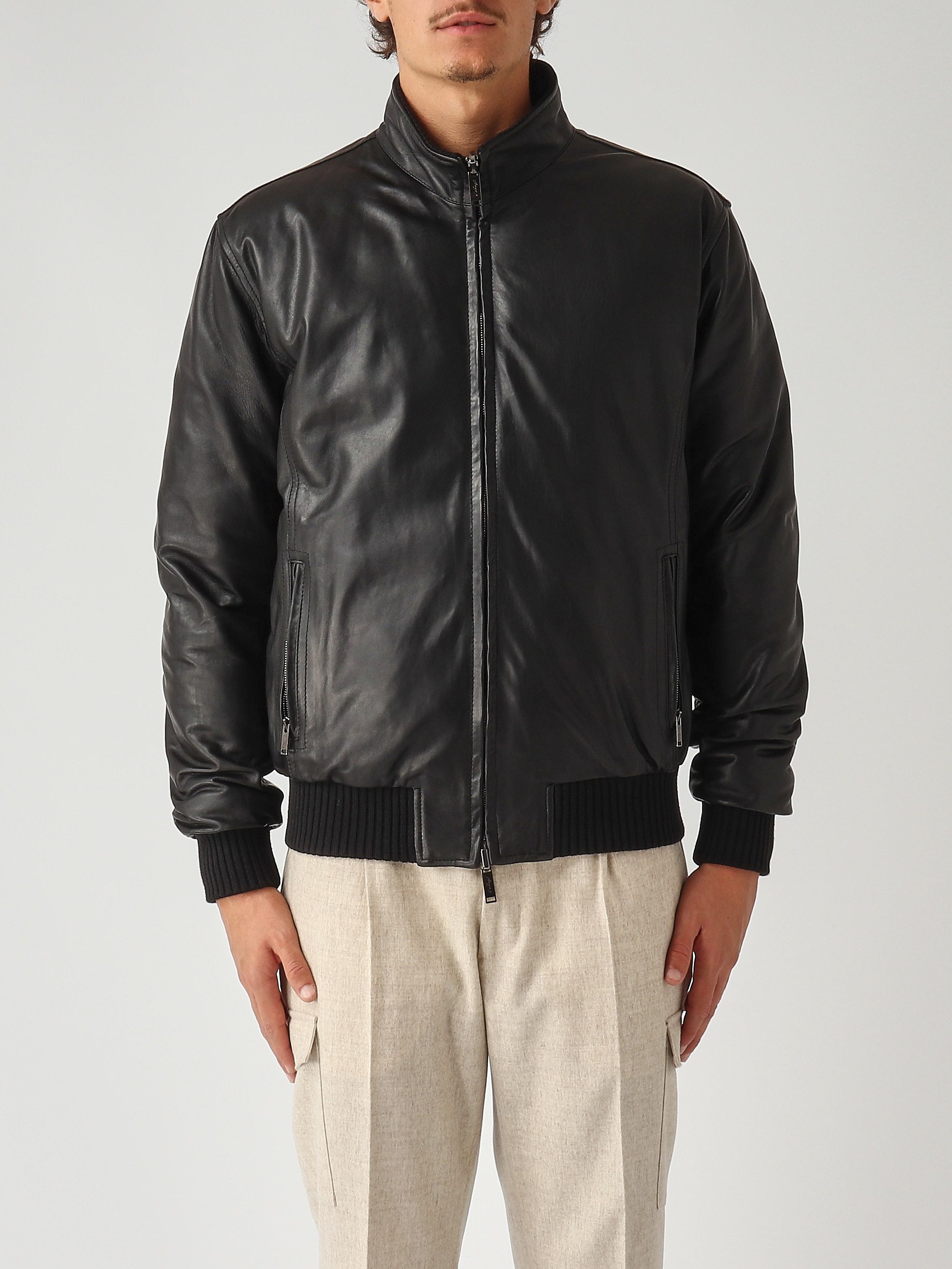 Veste Bomber En Cuir Nappa Infinity Avec Capuche - Noir - Taille XS à 5XL - Neuf Avec étiquettes