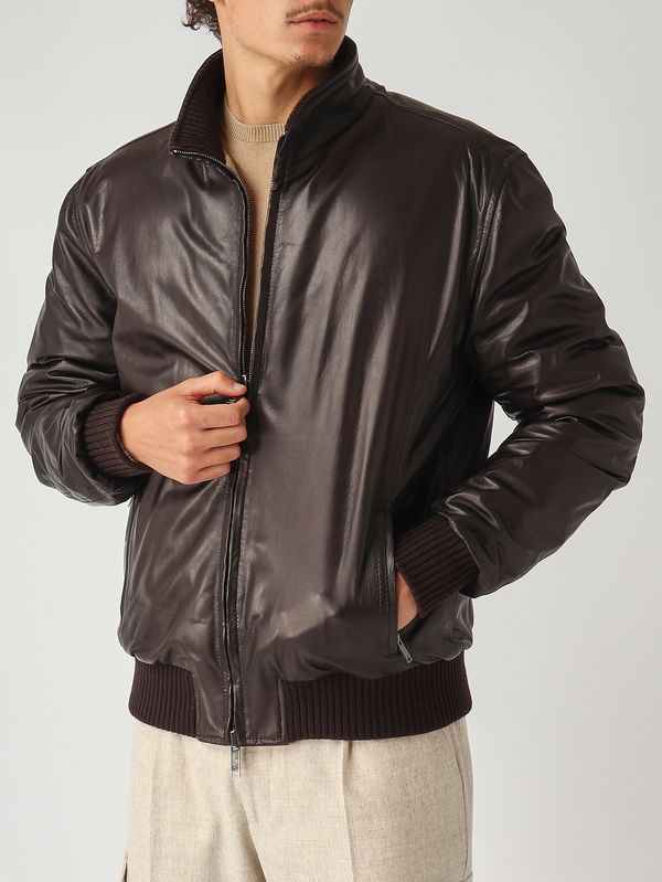 6. Chaqueta de hombre de piel y nailon Cabeza de moro Volfagli 12bomberamerica