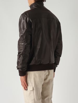 5. Chaqueta de hombre de piel y nailon Cabeza de moro