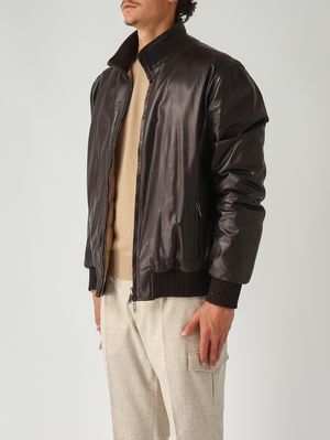 4. Chaqueta de hombre de piel y nailon Cabeza de moro