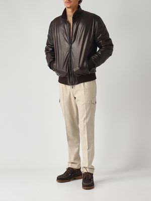 3. Chaqueta de hombre de piel y nailon Cabeza de moro