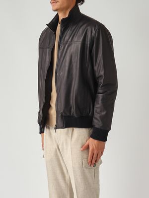 3. Veste bombardier en cuir pour homme Bleu
