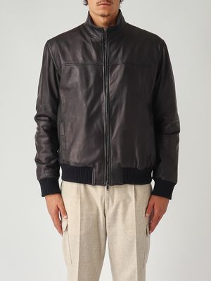 Giacca uomo in pelle Blu Volfagli