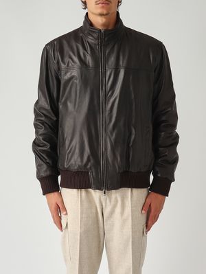 Leather bomber jacket for men Moor's Head Volfagli