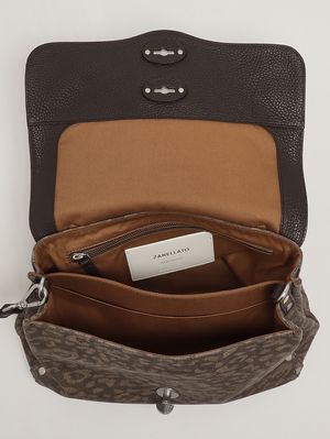 4. Borsa donna Postina Leo S in pelle e canvas Stampa Leopardo