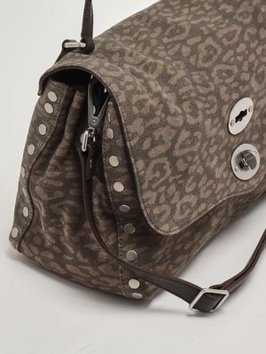 5. Borsa donna Postina Leo S in pelle e canvas Stampa Leopardo
