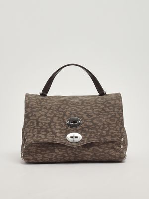 Postina Leo S bag in leather and canvas for women Leopard Print Zanellato