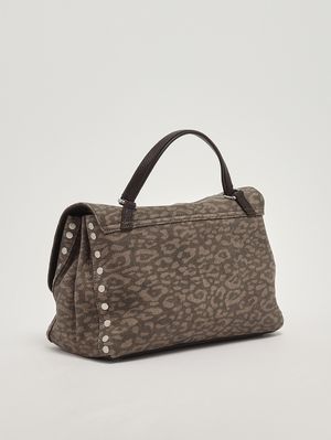 2. Borsa donna Postina Leo S in pelle e canvas Stampa Leopardo