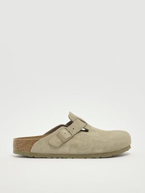Damen-Sandale Boston aus Veloursleder Helles Khaki Birkenstock