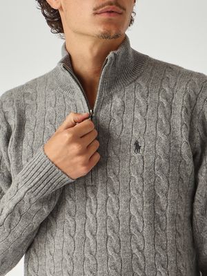 5. Jersey de hombre de lana y cachemir con cuello subido Gris jaspeado