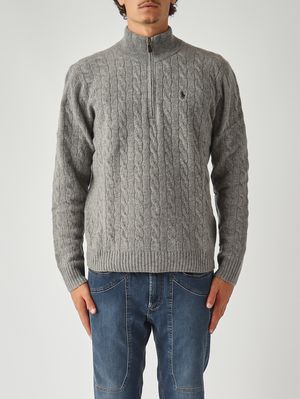 Men's mock turtleneck in wool and cashmere Grey Melange Polo Ralph Lauren