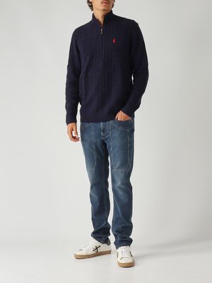 2. Jersey de hombre de lana y cachemir con cuello subido Azul marino