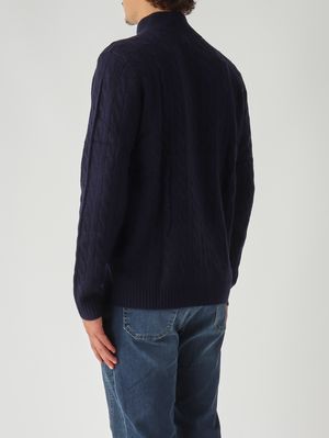 4. Jersey de hombre de lana y cachemir con cuello subido Azul marino