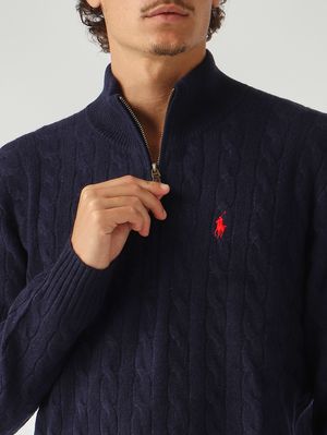 5. Jersey de hombre de lana y cachemir con cuello subido Azul marino