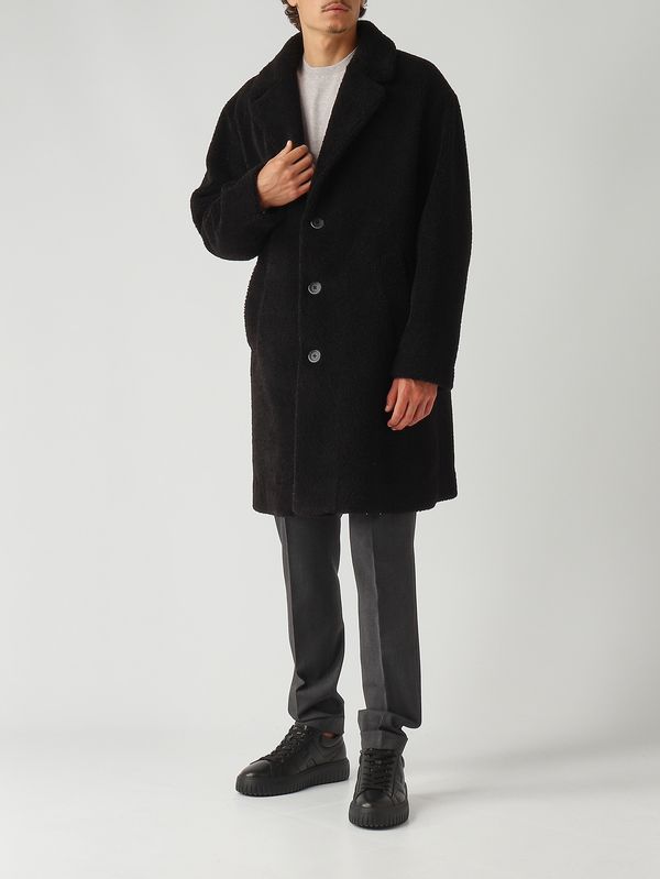2. Herrenmantel aus Stoff in Teddy-Optik Schwarz Herno ca000206u12735
