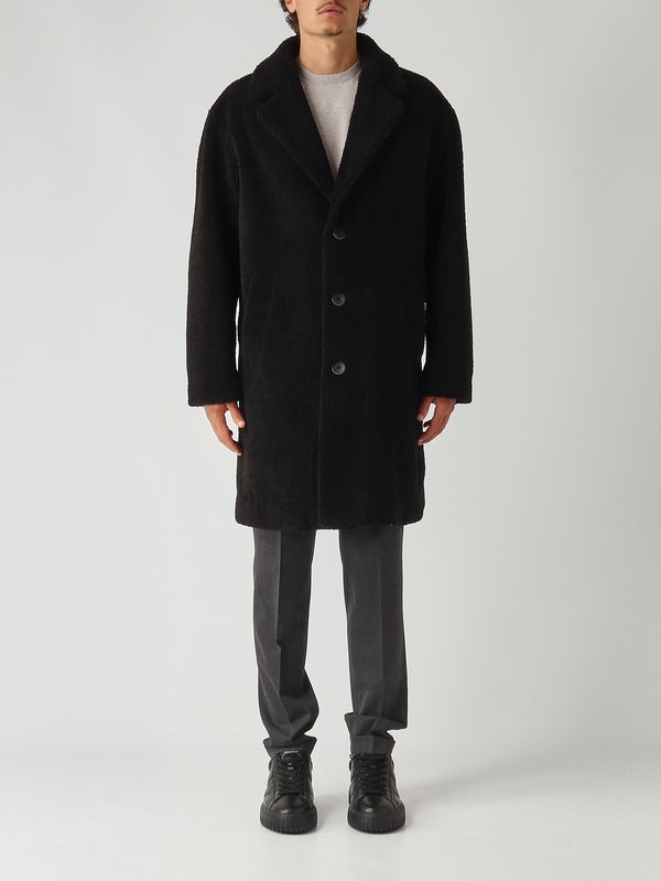 1. Herrenmantel aus Stoff in Teddy-Optik Schwarz Herno ca000206u12735