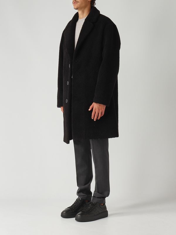 3. Herrenmantel aus Stoff in Teddy-Optik Schwarz Herno ca000206u12735