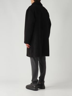 4. Herrenmantel aus Stoff in Teddy-Optik Schwarz