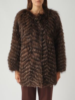 Giacca donna Palla in vera pelliccia di murmasky Marron Glacé Nenette