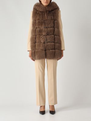 Pavone long fox fur vest for women Candied Chestnut Nenette
