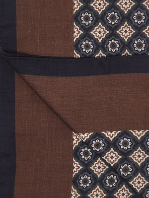 2. Bufanda para hombre de lana y modal azul marino-marrón oscuro