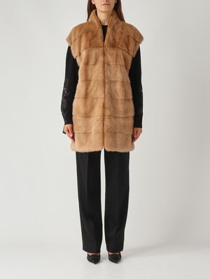 Women's fur vest Camel Violanti