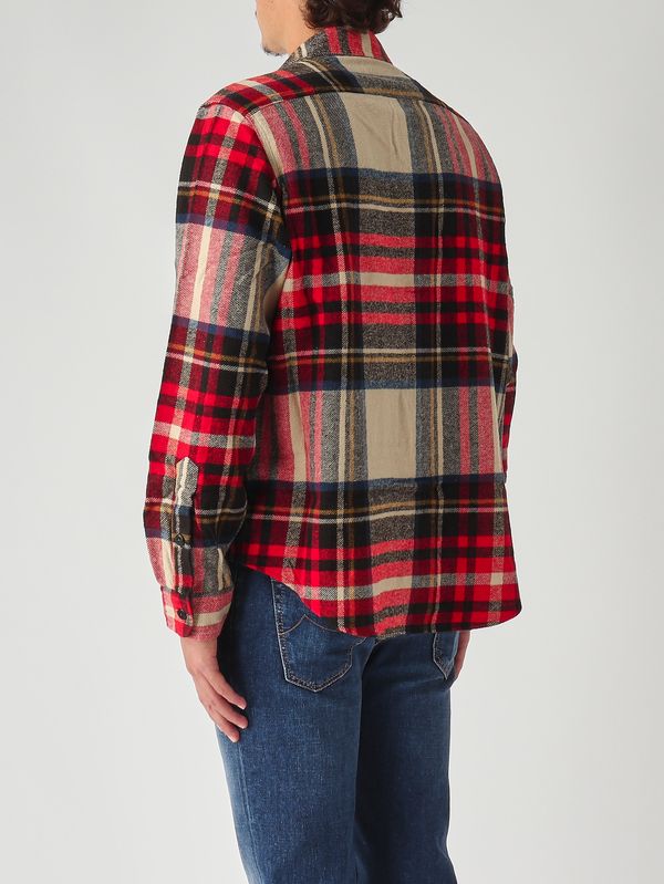 4. Classic-fit cotton flannel shirt for men Cream-Red Polo Ralph Lauren 710981126