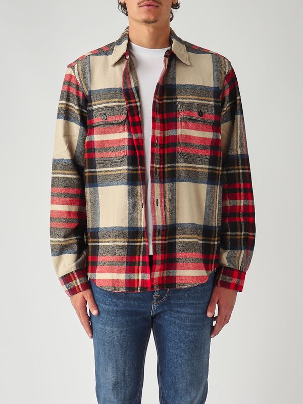 1. Classic-fit cotton flannel shirt for men Cream-Red Polo Ralph Lauren 710981126