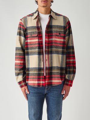 Herrenhemd Classic Fit aus Flanell Creme-Rot Polo Ralph Lauren