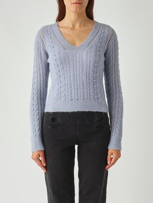 Women's sweater in alpaca and wool blend Light Avio Twinset