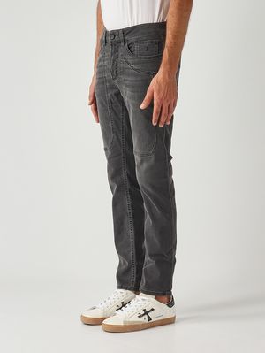 2. Jeans de hombre James skinny fit en denim de algodón elástico Tri Blend Denim Negro