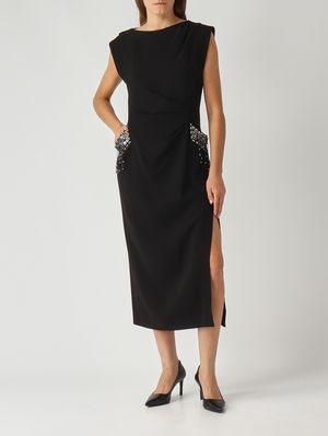 2. Freccette stretch viscose dress for women Black