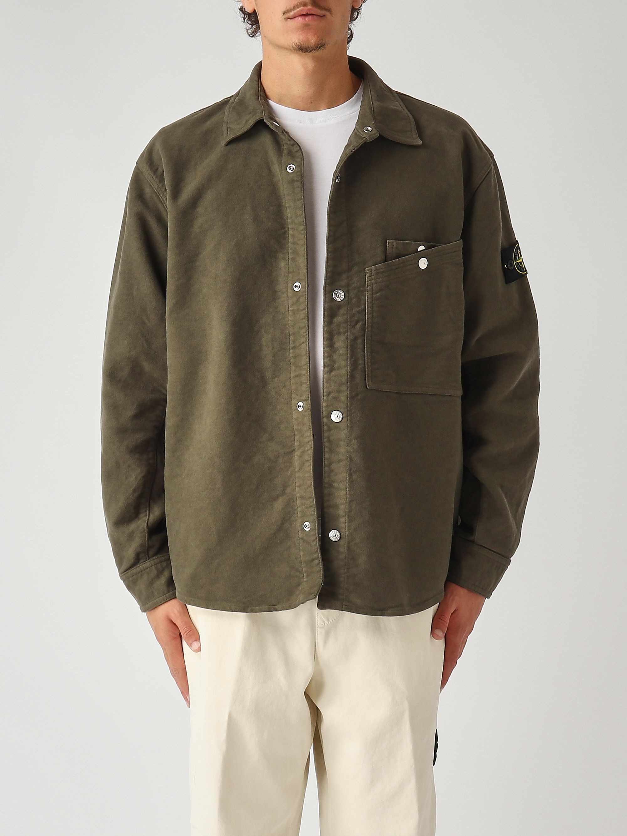 Comfort-fit cotton moleskin overshirt for men k2s151200019s0228