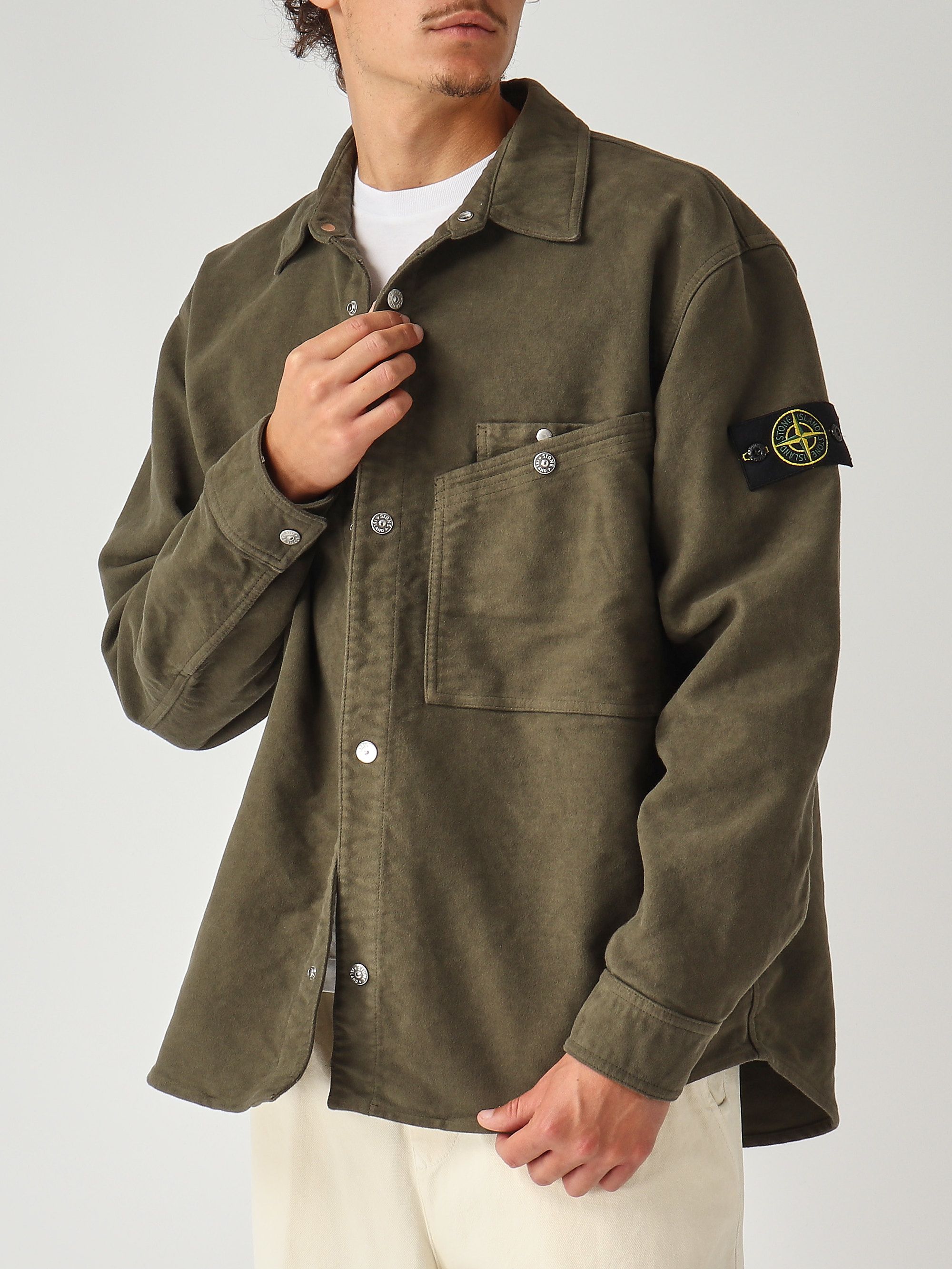 Comfort-fit cotton moleskin overshirt for men k2s151200019s0228