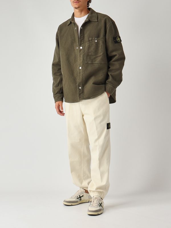 Stone Island Comfort-fit cotton moleskin overshirt for men - Green