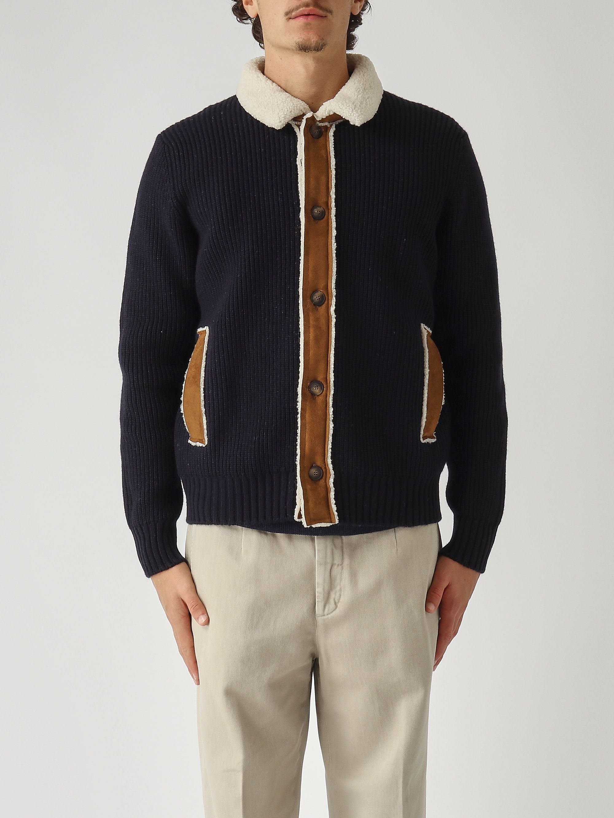 Men's wool jacket 1311225015 Navy | Caposerio.com